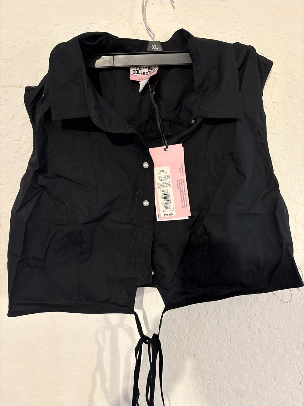 Tea Collection Black Tie-Hem Button Front Women's Top